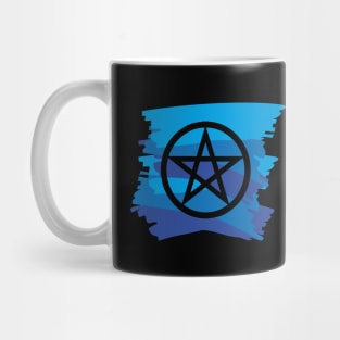 Pagan Pentagram Blue Paint Witch Magick Mug